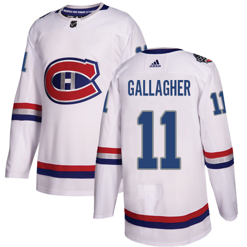 Adidas Canadiens #11 Brendan Gallagher White Authentic 100 Classic Stitched NHL Jersey - Click Image to Close